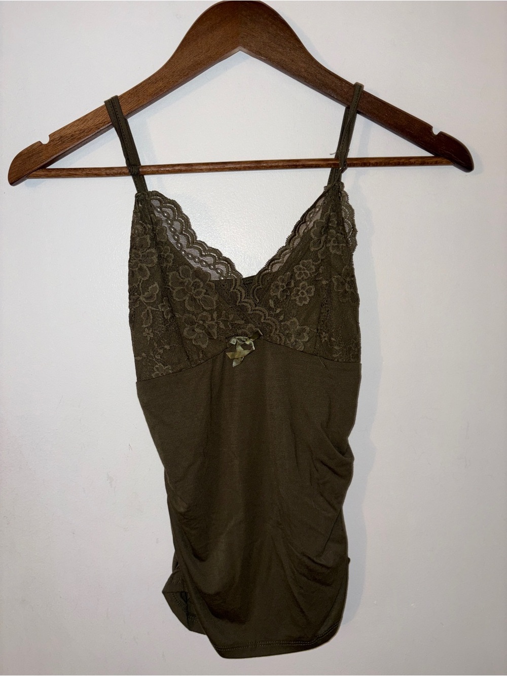 SHEIN Olive Lace-Trim Tank Top
